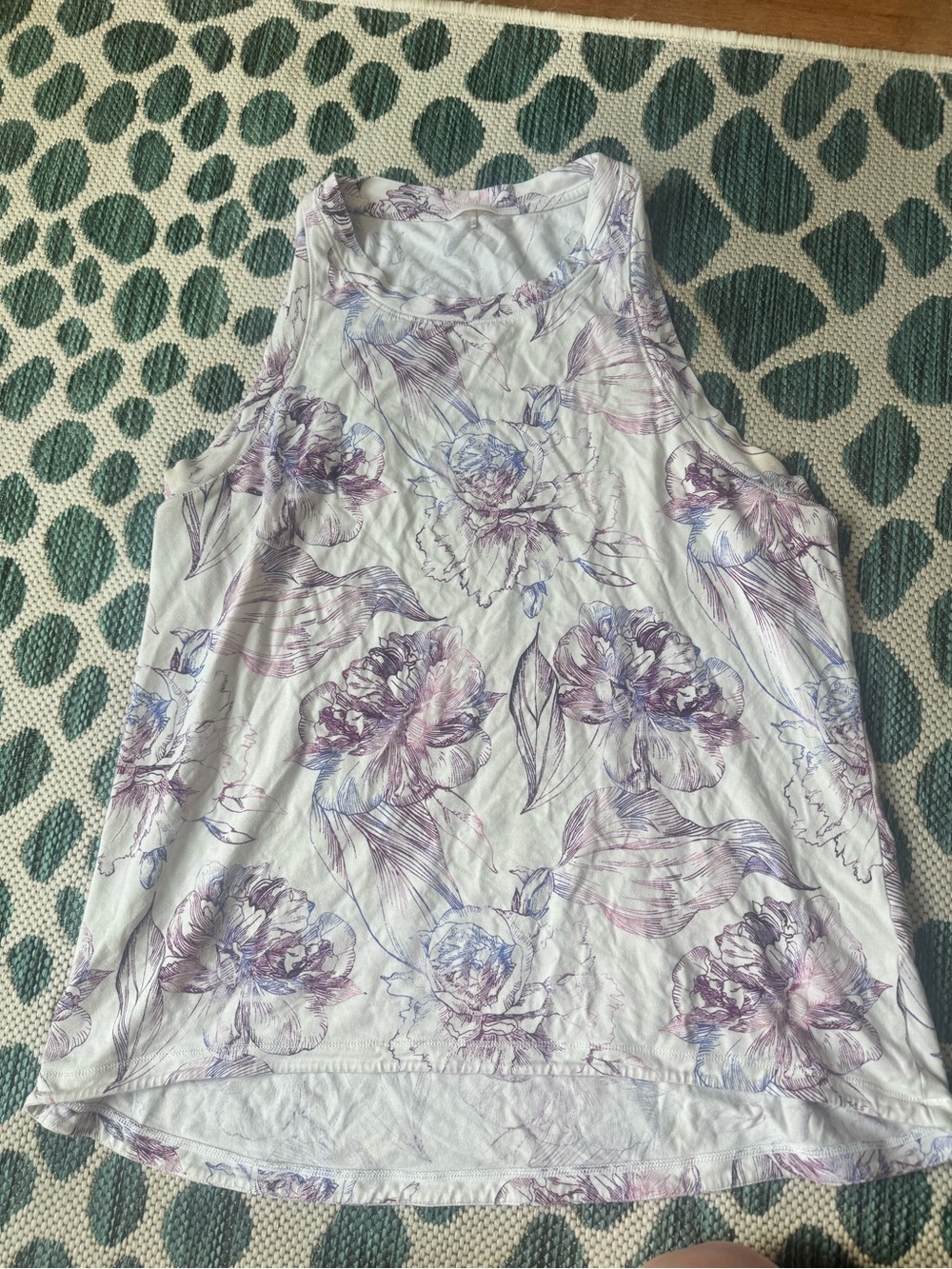 CALIA by Carrie Underwood White Tank with Lavender Floral Sketch Print